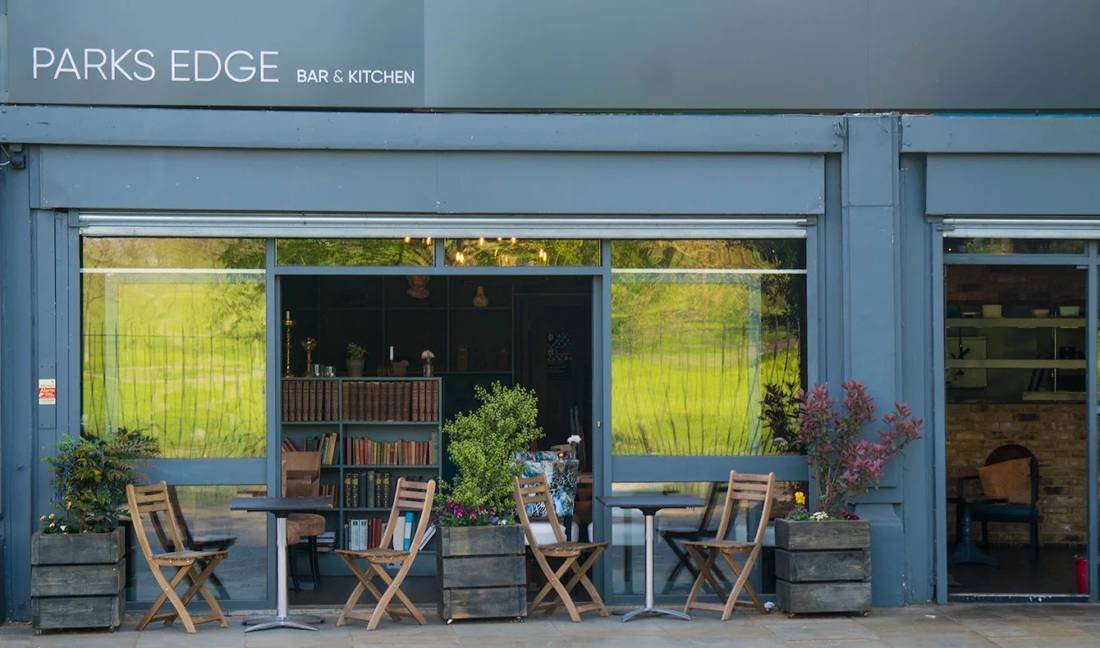 The Park's Edge Bar and Kitchen shopfront on Norwood Road with pavement tables